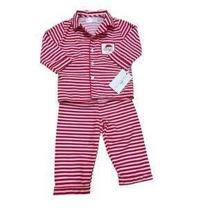 Cecil & Lou NWT Santa Smocked Striped Red Christmas Pajamas 12 Months‎